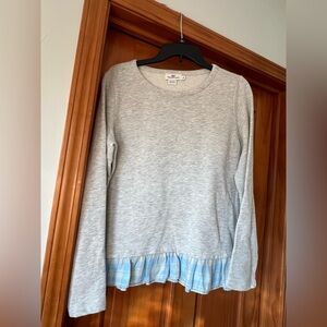 Vineyard Vines Gray Sweater with Blue Plaid Hem